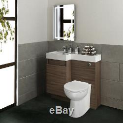 Modern Bathroom Walnut Bathroom Vanity Unit Countertop Basin+Back+ Sink+Toliet