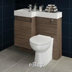 Modern Bathroom Walnut Bathroom Vanity Unit Countertop Basin+Back+ Sink+Toliet