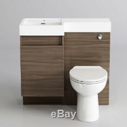Modern Bathroom Walnut Bathroom Vanity Unit Countertop Basin+Back+ Sink+Toliet