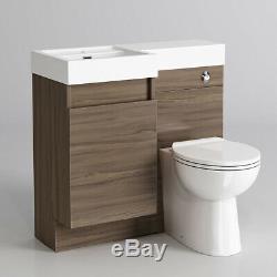 Modern Bathroom Walnut Bathroom Vanity Unit Countertop Basin+Back+ Sink+Toliet