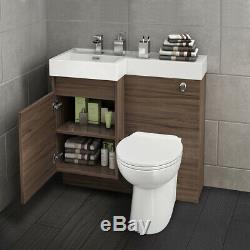 Modern Bathroom Walnut Bathroom Vanity Unit Countertop Basin+Back+ Sink+Toliet