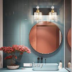 Modern Crystal Black 2 Lights Bathroom Vanity Lights Fixtures over Mirror for Ba