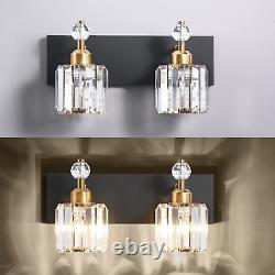 Modern Crystal Black 2 Lights Bathroom Vanity Lights Fixtures over Mirror for Ba