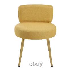 Modern Dressing Table Chair Padded Seat Metal Legs Vanity Stool Low Back Chair