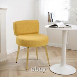 Modern Dressing Table Chair Padded Seat Metal Legs Vanity Stool Low Back Chair