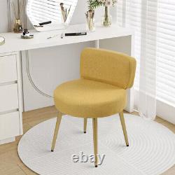 Modern Dressing Table Chair Padded Seat Metal Legs Vanity Stool Low Back Chair