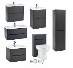 Modern Matt Grey Bathroom Furniture Vanity Unit Basin Storage Cabinet WC