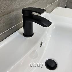 Montecarlo St Moritz 1250mm White Vanity Bath Suite with Black Handles + Taps