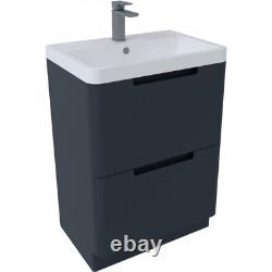 Monza Shadow Grey 600mm Vanity Unit With Tap & Waste & Back To Wall Toilet Set