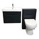 Moonstone Handleless Wall Hung Vanity Basin Cloakroom + Wc Unit & Toilet