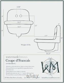 NEW Antique Inspired 16? Micro Wall Mount Coupe d'Francais High Back Bath Sink