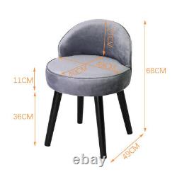 NEW Velvet Upholstered Vanity Stool Low Back Bedroom Makeup Dressing Table Chair