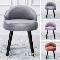 NEW Velvet Upholstered Vanity Stool Low Back Bedroom Makeup Dressing Table Chair