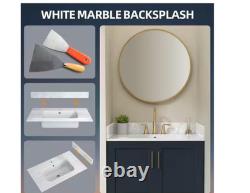 NTQ 24 in. Real Marble Vanity Backsplash Marble Bathroom Vanity Back Splash