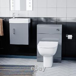 Nanuya 400 mm Light Grey Vanity Unit and Back To Wall Toilet with WC Unit