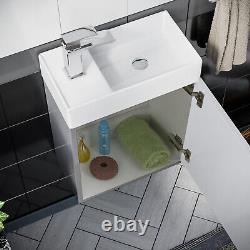 Nanuya 400 mm Light Grey Vanity Unit and Back To Wall Toilet with WC Unit