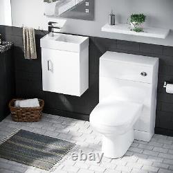 Nanuya 400mm Vanity Basin Unit, WC Unit & Elso Back to Wall Toilet White