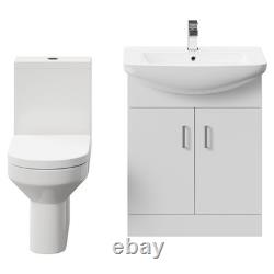 Neiva Gloss White 650mm 2 Door Vanity Unit and Open Back Toilet Suite