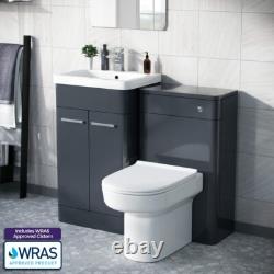 Nes Home 1000mm Anthracite Vanity Cabinet with WC Unit And Back To Wall Toilet