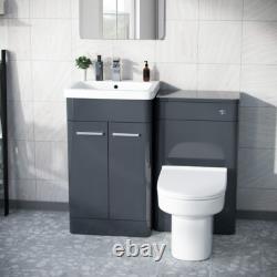 Nes Home 1000mm Anthracite Vanity Cabinet with WC Unit And Back To Wall Toilet