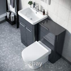 Nes Home 1000mm Anthracite Vanity Cabinet with WC Unit And Back To Wall Toilet