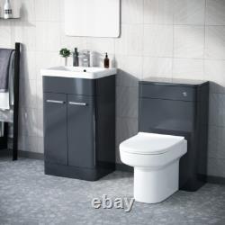 Nes Home 1000mm Anthracite Vanity Cabinet with WC Unit And Back To Wall Toilet