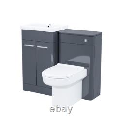 Nes Home 1000mm Anthracite Vanity Cabinet with WC Unit And Back To Wall Toilet