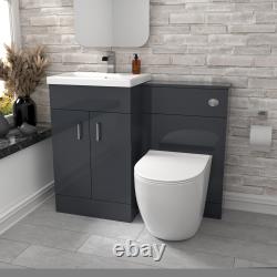 Nes Home 1000mm Freestanding Dark Grey Basin Vanity & Back To Wall Toilet