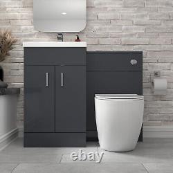 Nes Home 1000mm Freestanding Dark Grey Basin Vanity & Back To Wall Toilet