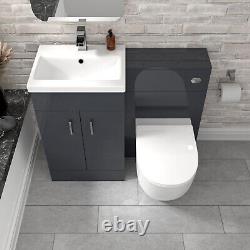 Nes Home 1000mm Freestanding Dark Grey Basin Vanity & Back To Wall Toilet