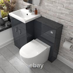 Nes Home 1000mm Freestanding Dark Grey Basin Vanity & Back To Wall Toilet