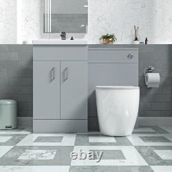 Nes Home 1000mm Freestanding Matte Grey Basin Vanity & Back To Wall Toilet