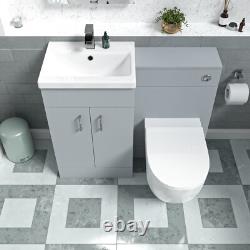 Nes Home 1000mm Freestanding Matte Grey Basin Vanity & Back To Wall Toilet