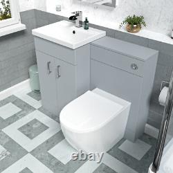 Nes Home 1000mm Freestanding Matte Grey Basin Vanity & Back To Wall Toilet