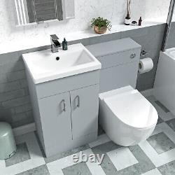 Nes Home 1000mm Freestanding Matte Grey Basin Vanity & Back To Wall Toilet