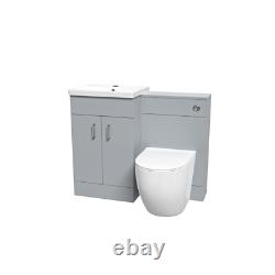 Nes Home 1000mm Freestanding Matte Grey Basin Vanity & Back To Wall Toilet