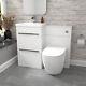 Nes Home 1000mm Freestanding White 2 Drawer Basin Vanity & Back To Wall Toilet