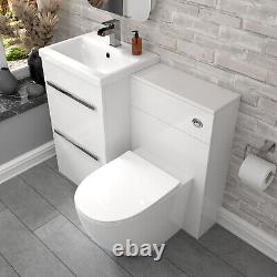 Nes Home 1000mm Freestanding White 2 Drawer Basin Vanity & Back To Wall Toilet