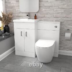 Nes Home 1000mm Freestanding White Basin Vanity & Back To Wall Toilet