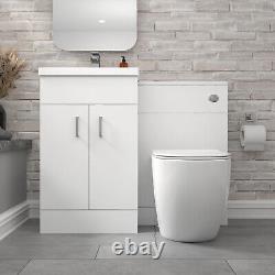 Nes Home 1000mm Freestanding White Basin Vanity & Back To Wall Toilet