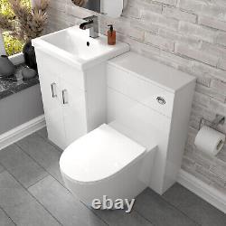 Nes Home 1000mm Freestanding White Basin Vanity & Back To Wall Toilet