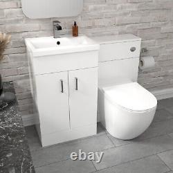 Nes Home 1000mm Freestanding White Basin Vanity & Back To Wall Toilet