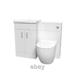 Nes Home 1000mm Freestanding White Basin Vanity & Back To Wall Toilet