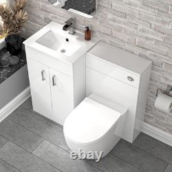 Nes Home 1000mm Freestanding White Slim Basin Vanity & Back To Wall Toilet