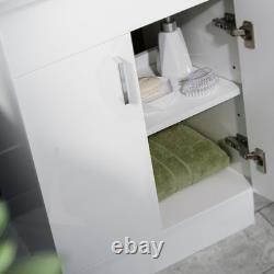 Nes Home 1000mm Freestanding White Slim Basin Vanity & Back To Wall Toilet