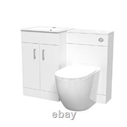 Nes Home 1000mm Freestanding White Slim Basin Vanity & Back To Wall Toilet
