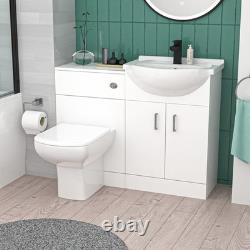 Nes Home 1000mm White Basin Vanity, WC Unit & White Rimless BTW Toilet