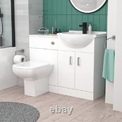 Nes Home 1000mm White Basin Vanity, WC Unit & White Rimless BTW Toilet