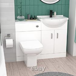 Nes Home 1000mm White Basin Vanity, WC Unit & White Rimless BTW Toilet