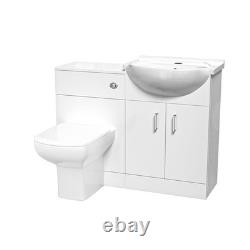 Nes Home 1000mm White Basin Vanity, WC Unit & White Rimless BTW Toilet